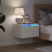 Sieninės naktinės spintelės su LED, 2vnt., baltos kaina