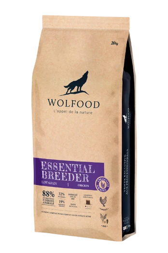 Sausas šunų ėdalas WOLFOOD Essential Breeder Low Grain, 20 kg