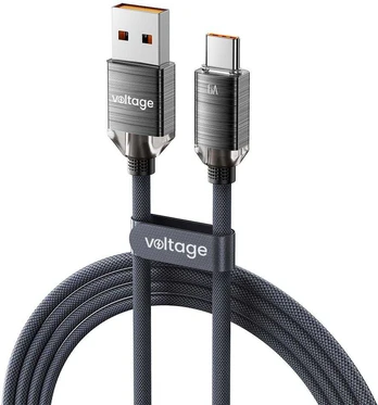 voltage USB-A / USB-C laidas „PureCrystal“ 66 W, 100 cm, juodas
