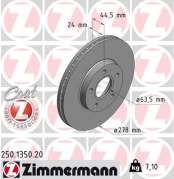 Stabdžių diskas ZIMMERMANN 250.1350.20 kaina