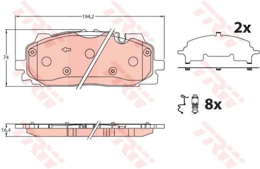 TRW GDB2190 Brake pad set
