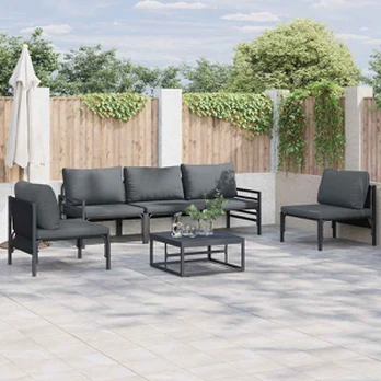 Sodo Sofų Rinkinys 6 pcs Antracito Plienas