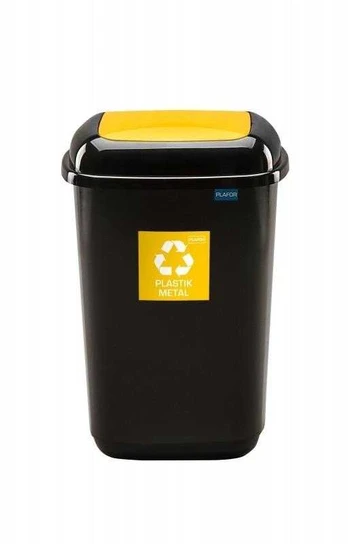 Šiukšliadėžė Plafor, 28 l, juoda/geltona