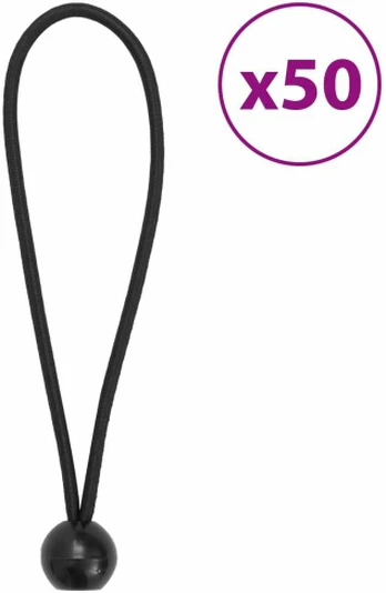 Bungee virvelės su kamuoliukais, 50vnt., 21x0,5cm