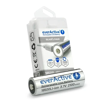 everActive 18500 3,7 V ličio jonų 2100 mAh USB-C baterija su BOX apsauga