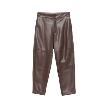 Odinės kelnės moterims, Browm, Leather trousers