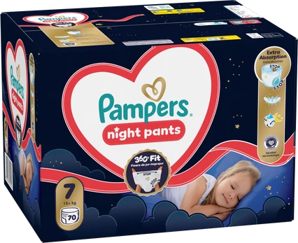 Pampers Night Pants Sauskelnės-Kelnaitės, 7, 70 vnt.