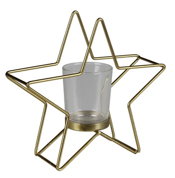 Žvakidė Splendid Stjern, stiklas/metalas, 16 cm, aukso