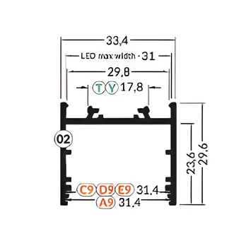 3m LED juostos profilio VARIO30-02, anoduotas.