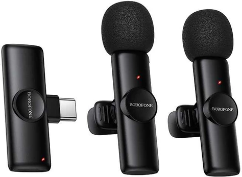 Borofone Lavalier wireless microphone BFK16A Winner Type C juodas - 2 pieces
