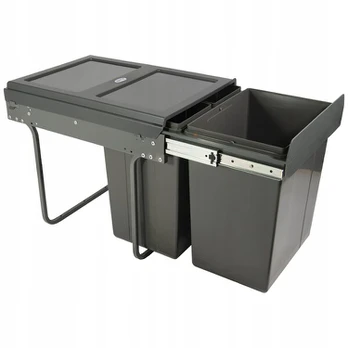 Trash bin on guide H45 for cabinet 400mm 20l +2x10l anthracite