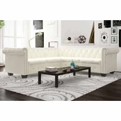 Chesterfield penkiavietė sofa, dirbtinė oda, balta kaina