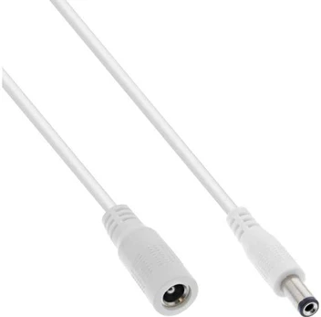 InLine® DC extension cable, DC plug male/female 5.5x2.5mm, AWG 18, baltas, 3m