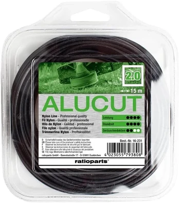 Alucut trimerio valas 2.0 mm 15 m 4-pusis nailoninis siūlas