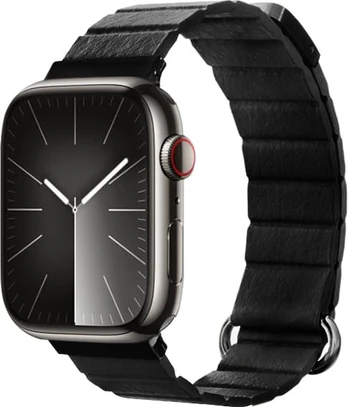 Crong Eclipse – magnetinis odinis dirželis Apple Watch 42/44/45/49 mm (juodas)
