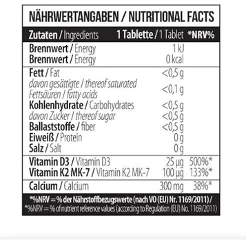 Kalcio citrato tabletės su vitaminu D3 ir K2 MST 60 tablečių