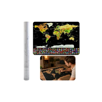 Lean World Map Scratch Poster for Travelers 82 x 59 cm