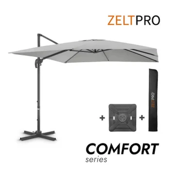 Pastatomas lauko skėtis su Solid padu ir užvalkalu Comfort Light Grey