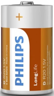 Philips LongLife baterija R20L2B/10 kaina