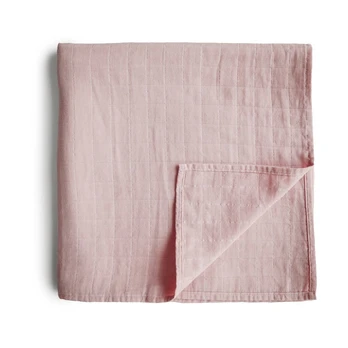Mushie didelis marlinis vystyklas - pledukas Rose Vanilla, rausvas