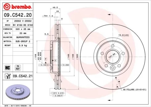 BREMBO 09.C542.21 Brake Disc