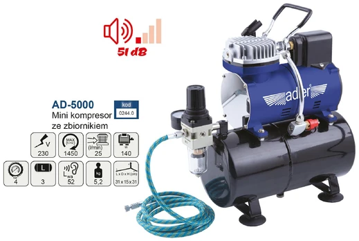 ADLER KOMPRESORIUS / MINI KOMPRESORIUS AIRŠEPEČIAMS AD-5000