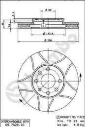 Stabdžių diskas BREMBO 09.7628.75 kaina