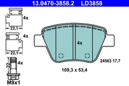 ATE 13.0470-3858.2 Brake pad set