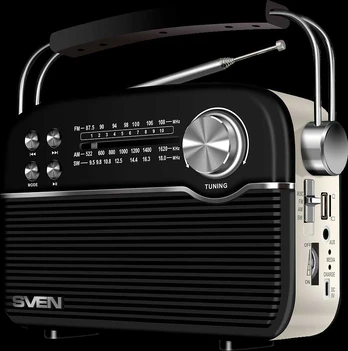 Speaker SVEN SRP-500, juodas (3W, Bluetooth,FM/AM/SW, USB, Micro SD, AUXt, battery)