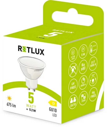 RLL 613 GU10 bulb 5W WW D RETLUX