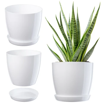 Vazonas su stovu Plastikinis dangtelis Vazonas 14cm Baltas Kadax Gėlės