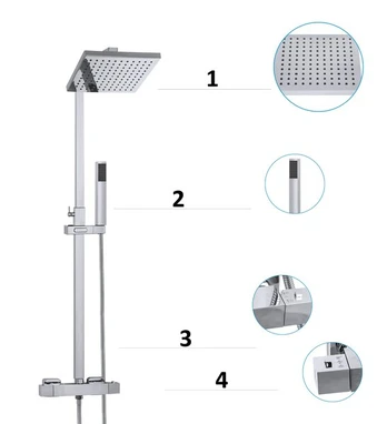 Termostatinis dušo maišytuvas Granitan Cube Slim chromas