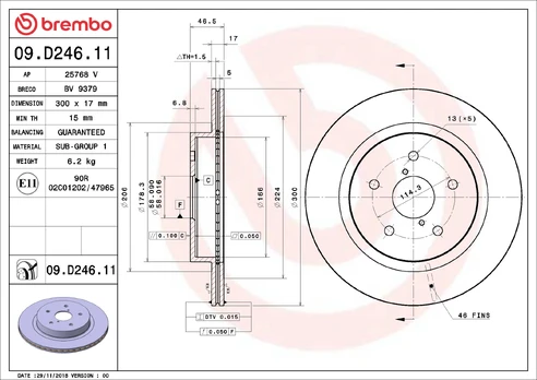 BREMBO 09.D246.11 Brake Disc