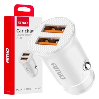 Automobilinis įkroviklis 2x USB-A 2.1A AMIO-03872