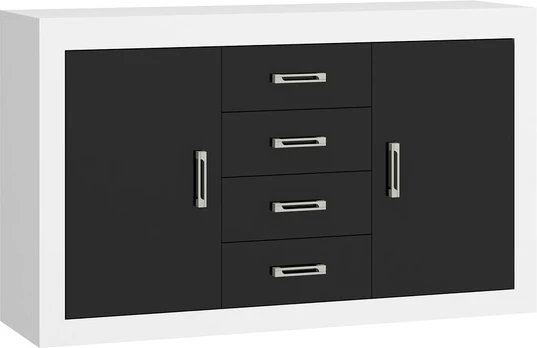 Komoda Verin 2D4S, balta/juoda