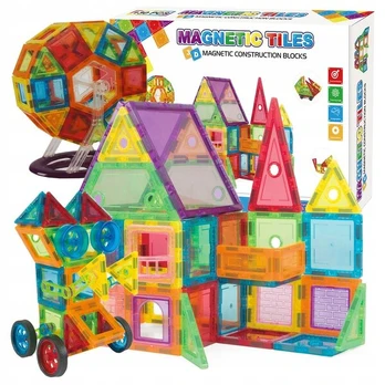 Magnetinės statybinės plokštės Magnetic Tiles, 130 vnt.