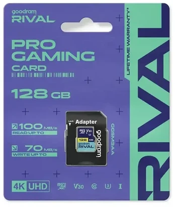 Atminties kortelė GOODRAM RIVAL M3AA 128 GB Micro SDXC V30 UHS-I U3 + adapteris (GGSM3AA-1280R12)