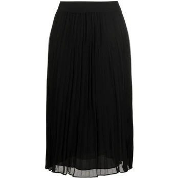 Maxi sijonas moterims, Juoda, Pull on pleated maxi skirt