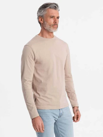 men's unprinted longsleeve - beige v8 om-lsbl-0106