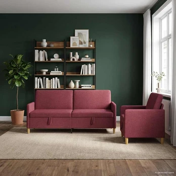 Sofa Sofos komplektas su saugojimu 2 pcs Vyno raudona Poliesteris