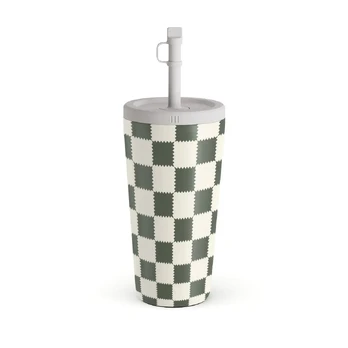 Retro Grid - Travel Mug, 500 ml / Straw