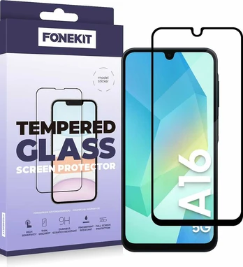 FoneKit Full Cover -panssarilasi, Samsung Galaxy A16, musta