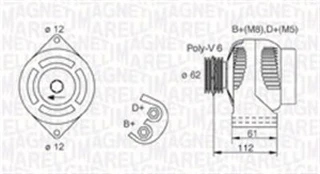 Kintamosios srovės generatorius MAGNETI MARELLI 063731884010