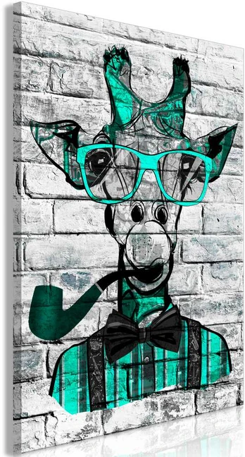 Artgeist Paveikslas - Giraffe with Pipe (1 Part) Vertical Green