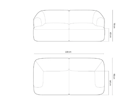 Modular Sofa, "Campi", 3 Seats, 220x90x70 Made in Europe