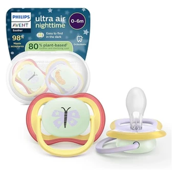 Philips Avent - Ultra air soother, Nighttime, 0-6m, yellow/purple