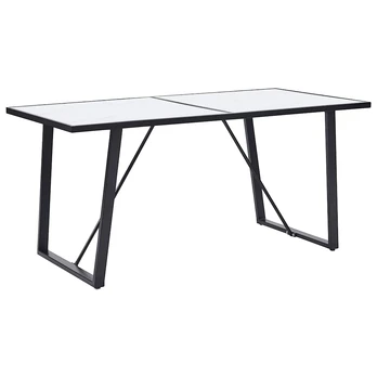 Valgomojo stalas, baltas, 160x80x75cm, grūdintas stiklas