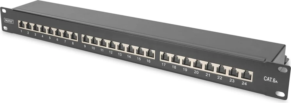 Digitus CAT 6A Patch Panel, RJ45, 8P8C, RJ45 shielding (Tinned bronze) | DN-91624S-EA-B