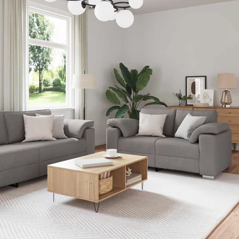 3 dalių sofa su pagalvėlėm taupe audinio