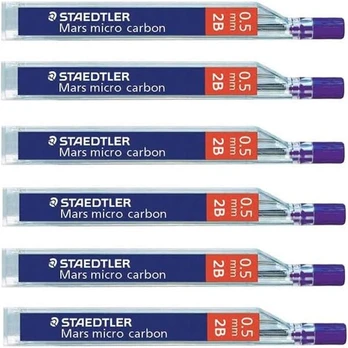 Staedtler Mars Micro Carbon 250 pieštuko švinai, 0.5mm, 2b, 72 vnt.